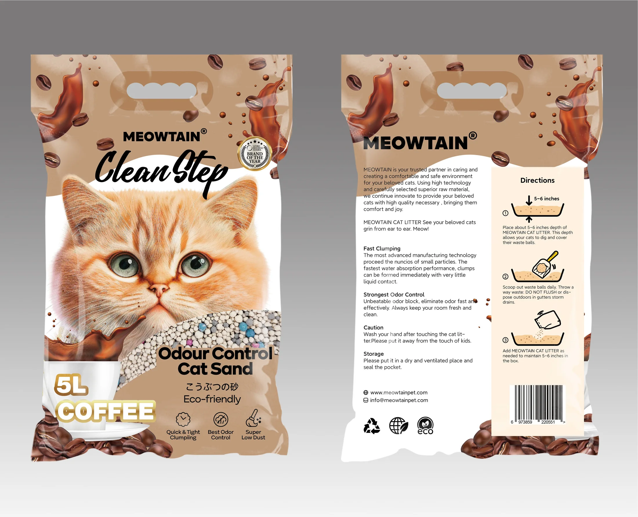 Bentonite Cat Litter Coffee package