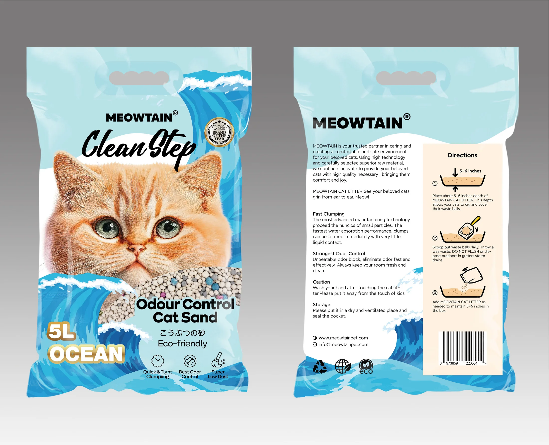 Clean Step ocean bentonite cat litter package