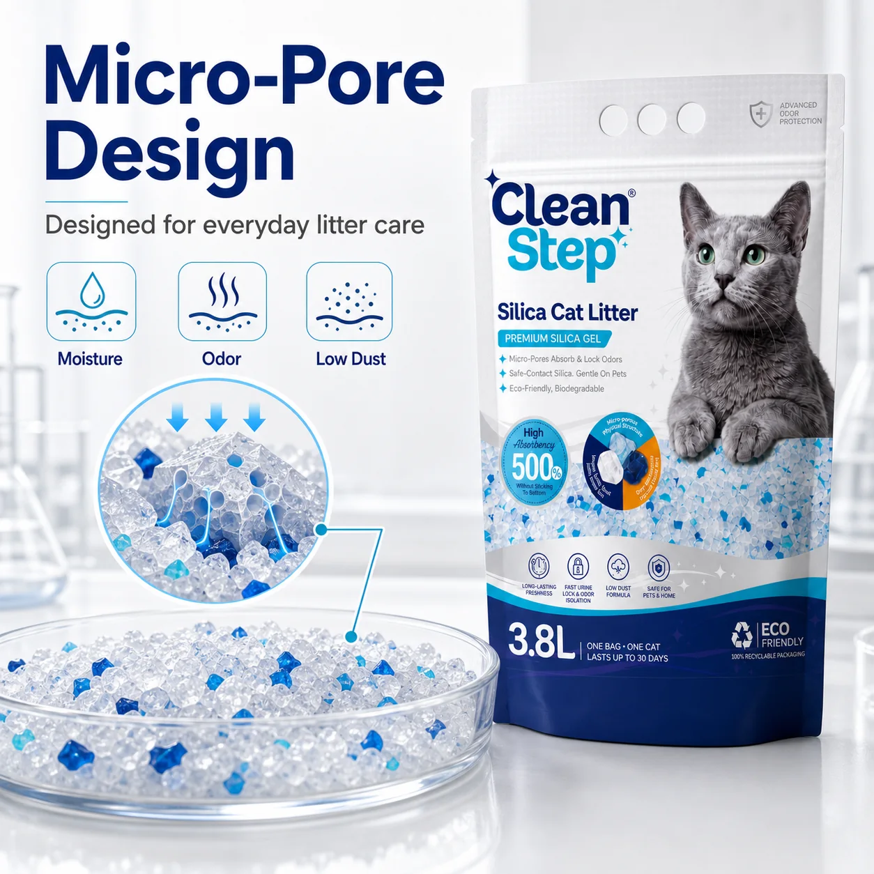Clean Step crystal cat litter in a clean home setting